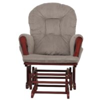 Relaxsessel Schaukelstuhl Schwingstuhl mit Hocker Cord Öko-Tex hellgrau Gestell dunkel