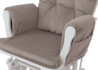 Relaxsessel Schaukelstuhl Schwingstuhl mit Hocker Cord Öko-Tex hellgrau Gestell weiss