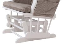 Relaxsessel Schaukelstuhl Schwingstuhl mit Hocker Cord Öko-Tex hellgrau Gestell weiss
