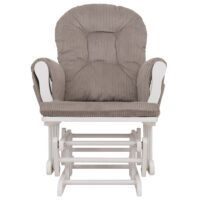 Relaxsessel Schaukelstuhl Schwingstuhl mit Hocker Cord Öko-Tex hellgrau Gestell weiss