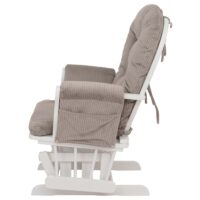 Relaxsessel Schaukelstuhl Schwingstuhl mit Hocker Cord Öko-Tex hellgrau Gestell weiss