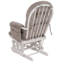 Relaxsessel Schaukelstuhl Schwingstuhl mit Hocker Cord Öko-Tex hellgrau Gestell weiss