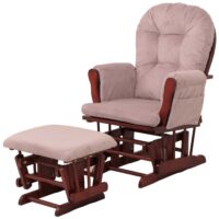 Relaxsessel Schaukelstuhl Schwingstuhl mit Hocker Cord Öko-Tex rosa Gestell dunkel