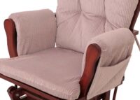 Relaxsessel Schaukelstuhl Schwingstuhl mit Hocker Cord Öko-Tex rosa Gestell dunkel
