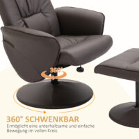 Relaxsessel Set mit Fusshocker höhenverstellbar neigbar braun