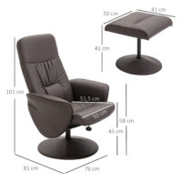 Relaxsessel Set mit Fusshocker höhenverstellbar neigbar braun