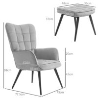 Relaxsessel Set mit Fusshocker belastbar bis 120kg grau