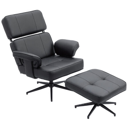 Relaxsessel verstellbar mit Fusshocker Kunstleder schwarz