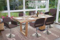 Esszimmerstuhl Retro 50er Jahre Stoff gebürstete Füsse braun