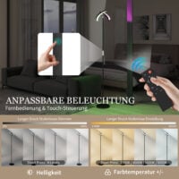 RGB Stehlampe dimmbar mehrfarbig drehbar schwarz