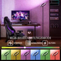 RGB Stehlampe dimmbar mehrfarbig drehbar schwarz