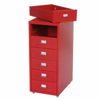 Rollcontainer Boston 5 Schubladen Stahlschrank 69x28x44cm Rot