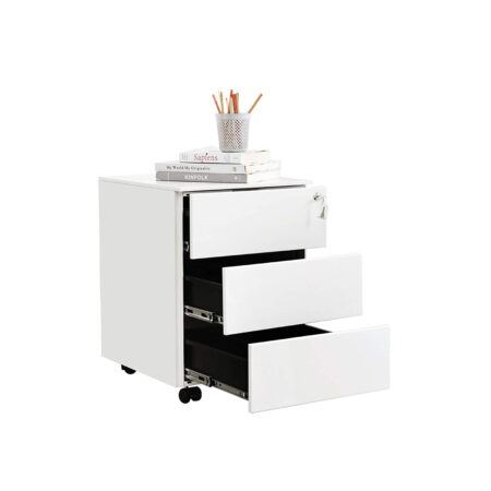 Rollcontainer Büroschrank mit 3 Schubladen Weiss.