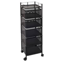Rollregal Rollwagen Multifunktionsregal Küche rollbar Körbe schwenkbar 94x30x30cm schwarz