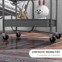 Rollwagen Servierwagen mit 3 Etagen und 2 Hängekörben Grau