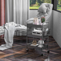 Rollwagen Servierwagen mit 3 Etagen und 2 Hängekörben Grau