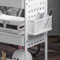 Rollwagen Servierwagen mit 3 Etagen und 2 Hängekörben Weiss