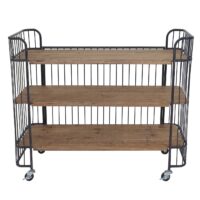 Rollwagen Servierwagen Tanne Massivholz Vintage 84x98x36cm