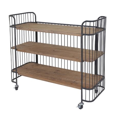 Rollwagen Servierwagen Tanne Massivholz Vintage 84x98x36cm