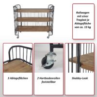Rollwagen Servierwagen Tanne Massivholz Vintage 84x98x36cm