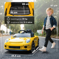 Kinderauto elektrisch RUF GT fernbedienbar mit Musik 3-5 Jahre gelb