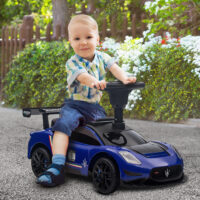 Blaues Bobby Car Rutschauto mit Stauraum unter dem Sitz und Hupe, perfekt für Kinder von 1.5-5 Jahren. Fördert Bewegung und Koordination.