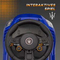 Blaues Bobby Car Rutschauto mit Stauraum unter dem Sitz und Hupe, perfekt für Kinder von 1.5-5 Jahren. Fördert Bewegung und Koordination.