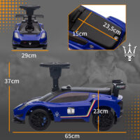 Blaues Bobby Car Rutschauto mit Stauraum unter dem Sitz und Hupe, perfekt für Kinder von 1.5-5 Jahren. Fördert Bewegung und Koordination.