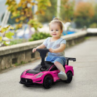 Rosa Bobby Car Rutschauto mit Stauraum unter dem Sitz und Musikfunktion, ideal für Kinder von 1.5-5 Jahren. Bringt extra Spass bei jeder Fahrt.