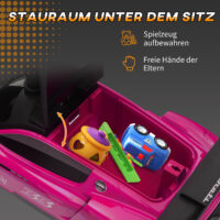 Rosa Bobby Car Rutschauto mit Stauraum unter dem Sitz und Musikfunktion, ideal für Kinder von 1.5-5 Jahren. Bringt extra Spass bei jeder Fahrt.
