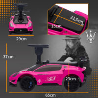 Rosa Bobby Car Rutschauto mit Stauraum unter dem Sitz und Musikfunktion, ideal für Kinder von 1.5-5 Jahren. Bringt extra Spass bei jeder Fahrt.