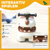 Rutschauto Kinder Dino mit Licht und Sound cremeweiss braun