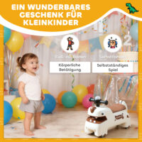 Rutschauto Kinder Dino mit Licht und Sound cremeweiss braun