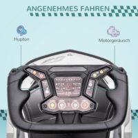 Weiss-schwarzes Rutschauto als Kinderfahrzeug mit Hupe, perfekt für den Einsatz drinnen und draussen.