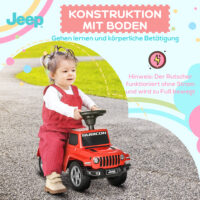 Rotes Rutschauto als Kinderfahrzeug mit Kippschutz und Hupe, bietet sicheren Fahrspass für Kinder ab 18 Monaten.