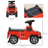 Rotes Rutschauto als Kinderfahrzeug mit Kippschutz und Hupe, bietet sicheren Fahrspass für Kinder ab 18 Monaten.