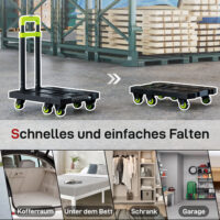 Sackkarre klappbar mit Rädern und verstellbarem Griff Metall grün