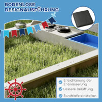 Sandkasten Piratenschiff mit Sonnendach inkl. Spielküche Holz
