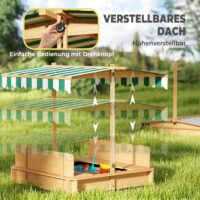 Sandkasten mit Abdeckung und Sitzbank für Kinder aus Holz