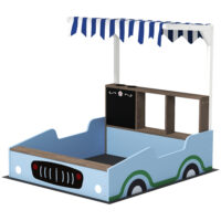 Sandkasten mit Vordach und Sitzbank für Kinder aus Holz