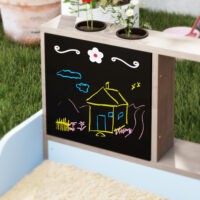 Sandkasten mit Vordach und Sitzbank für Kinder aus Holz
