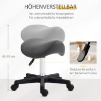 Sattelhocker Rollhocker Sattelsitz höhenverstellbar drehbar Kunstleder grau