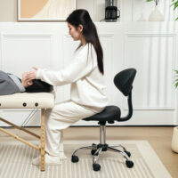 Sattelhocker Rollhocker höhenverstellbar drehbar mit Rückenlehne für Büro Salon