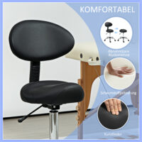 Sattelhocker Rollhocker höhenverstellbar drehbar mit Rückenlehne für Büro Salon