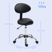 Sattelhocker Rollhocker höhenverstellbar drehbar mit Rückenlehne für Büro Salon