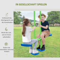 Schaukelgestell mit 2 Schaukeln und Wippe aus Metall grün