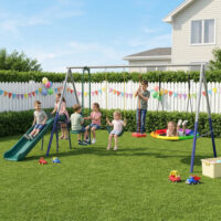 Schaukelgestell 5 in 1 mit Rutsche und Nestschaukel für Kinder