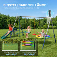 Schaukelgestell 5 in 1 mit Rutsche und Nestschaukel für Kinder