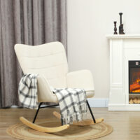 Schaukelsessel in Samtoptik mit Armlehnen, Beige, ideal für Wohn- und Schlafzimmer, stilvoll und bequem.