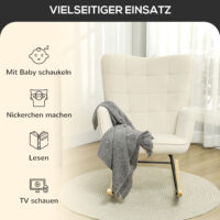 Schaukelsessel in Samtoptik mit Armlehnen, Beige, ideal für Wohn- und Schlafzimmer, stilvoll und bequem.